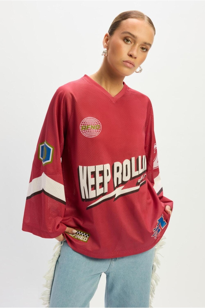 OVERSIZED HOCKEY SHIRT YAEDEN R2505815811 501 BORDEAUX